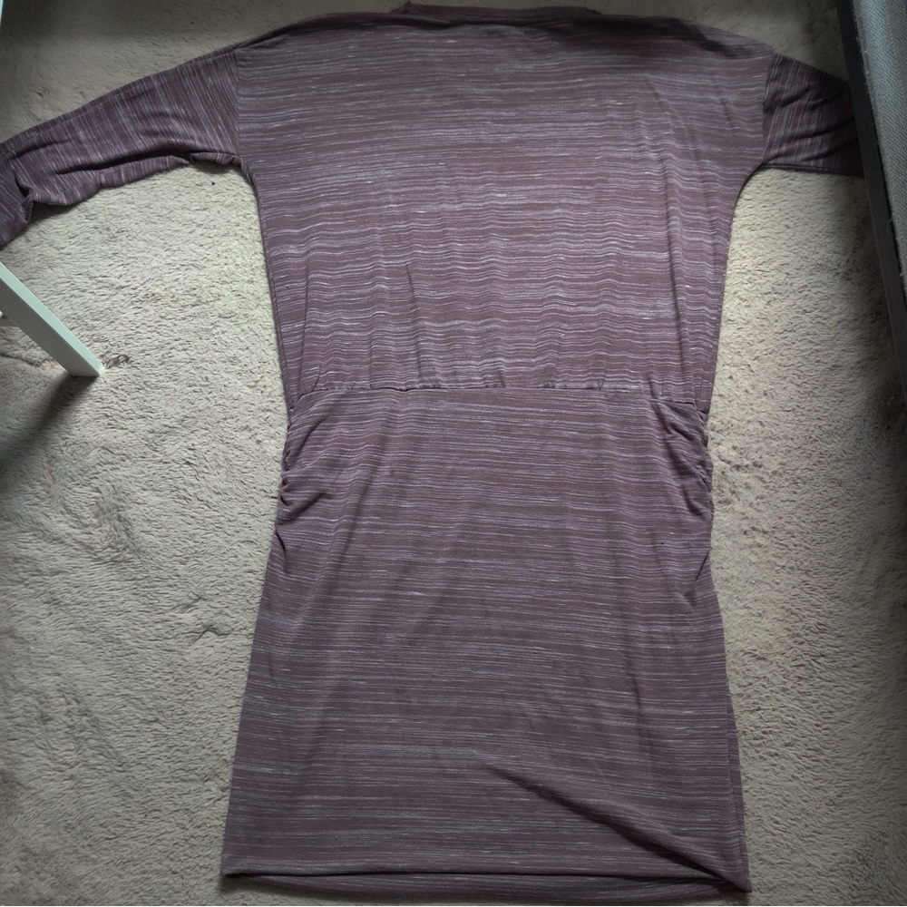 Athleta Avenues Blouson Dress Ruched Long Sleeve Beyond Soft Heathered violet - Picture 8 of 9